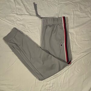 Champion Gray Joggers with Red and Black Stripe